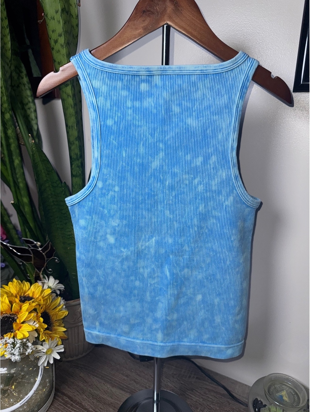 Zenana Washed Ribbed Seamless Button Up Tank Top - Picture 2 of 3